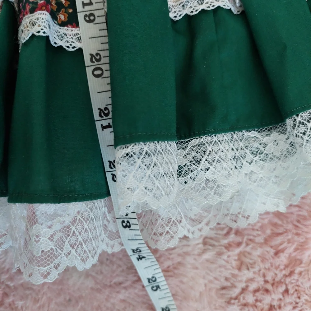 Fun & Fancy Originals Green Floral Squared Dance Skirt‎ Set Size Meduim